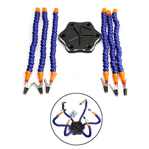 Six Arms Solder Iron Stand Holder Third Hand Soldering PCB Fixture Tool Helping Hands with mini fan