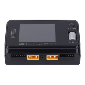 ToolkitRC M6D 500W 15A Hochleistungs-DC-Doppelladegerät mit intelligenter Ladefunktion für 1-6S LiPo-, LiHV-, Lithium-Ionen-, NiMH- und Bleiakkus