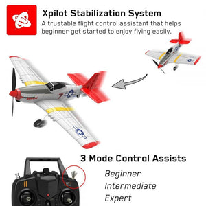 VOLANTEXRC P-51 Mustang 4-Kanal-Einsteigerflugzeug mit Xpilot-Stabilisator / Kunstflug mit Ein-Tasten-Steuerung (761-5) RTF