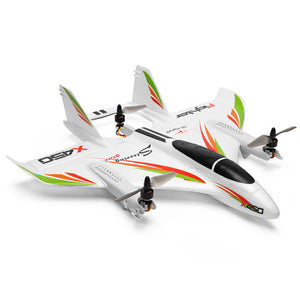 WLtoys X450 6CH RC Airplane - 3D/6G Dual Mode VTOL Fixed Wing Aircraft with LED, 2.4GHz Remote Control & RTF
