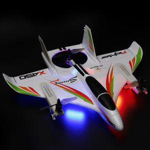 WLtoys X450 6CH RC Airplane - 3D/6G Dual Mode VTOL Fixed Wing Aircraft with LED, 2.4GHz Remote Control & RTF