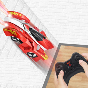 RC-Auto mit LED-Beleuchtung, das Wände hochfährt und sich um 360 Grad drehen kann 