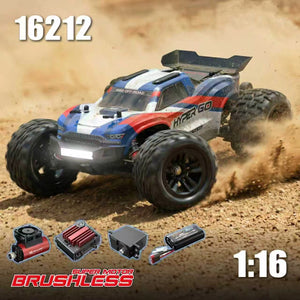 MJX 16212 16213 16218 1/16 Brushless RC Car 45km/h – Off‑road Monster Truck with 45A ESC, 2845 4300kV Motor, All‑Metal Shocks & Gear Differential, 3S LiPo Ready, RTR Remote Control Vehicle for Adults & Kids