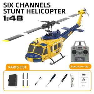 RC ERA C032 UH-1 2.4G 6CH 6-Achsen-Gyroskop 1:48 Huey Höhenhaltung Optische Flusspositionierung TOF Höhenhaltung Flybarless RC Hubschrauber RTF