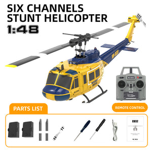 RC ERA C032 UH-1 2.4G 6CH 6-Achsen-Gyroskop 1:48 Huey Höhenhaltung Optische Flusspositionierung TOF Höhenhaltung Flybarless RC Hubschrauber RTF
