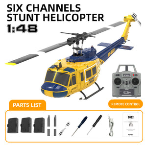 RC ERA C032 UH-1 2.4G 6CH 6-Achsen-Gyroskop 1:48 Huey Höhenhaltung Optische Flusspositionierung TOF Höhenhaltung Flybarless RC Hubschrauber RTF