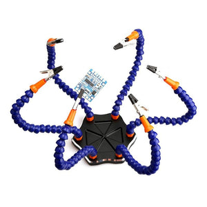 Six Arms Solder Iron Stand Holder Third Hand Soldering PCB Fixture Tool Helping Hands with mini fan