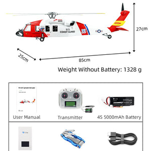 [PreOrder] FLYWING MH-60T Jayhawk 1:14 Scale US Coast Guard RC Helicopter - 4-Blade GPS Hover, One-Key Return, 20+ Min Flight, RTF Ready to Fly