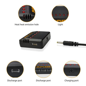 SUPULSE 5-in-1 Lipo Battery Charger 3.7V 1S 1 Cell Micro 5 Ports Compact Charger