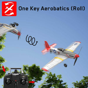 VOLANTEXRC P-51 Mustang 4-Kanal-Einsteigerflugzeug mit Xpilot-Stabilisator / Kunstflug mit Ein-Tasten-Steuerung (761-5) RTF